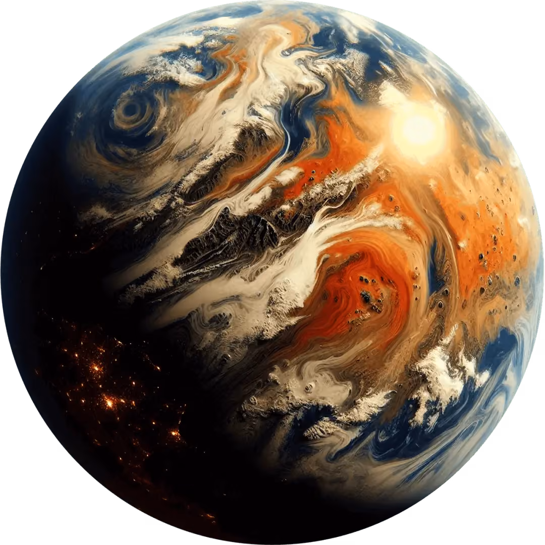 Earth showing continents and oceans from space
