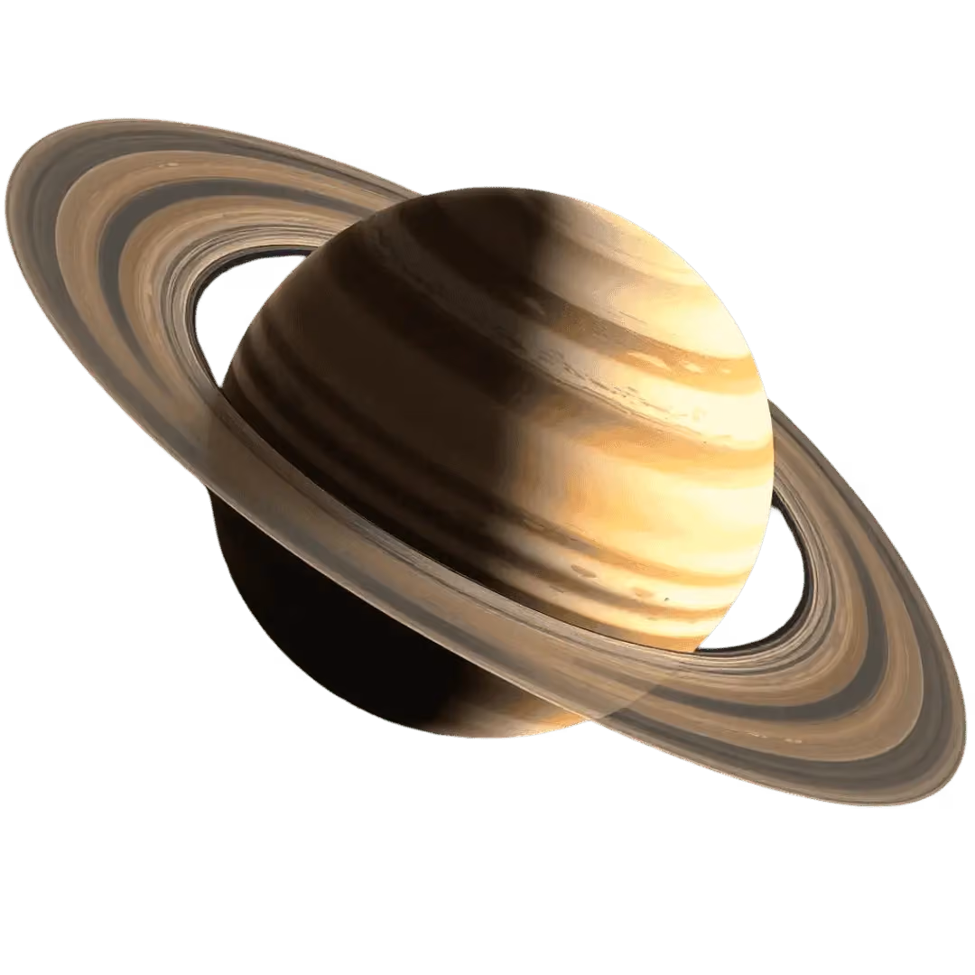 Saturn with its prominent ring system