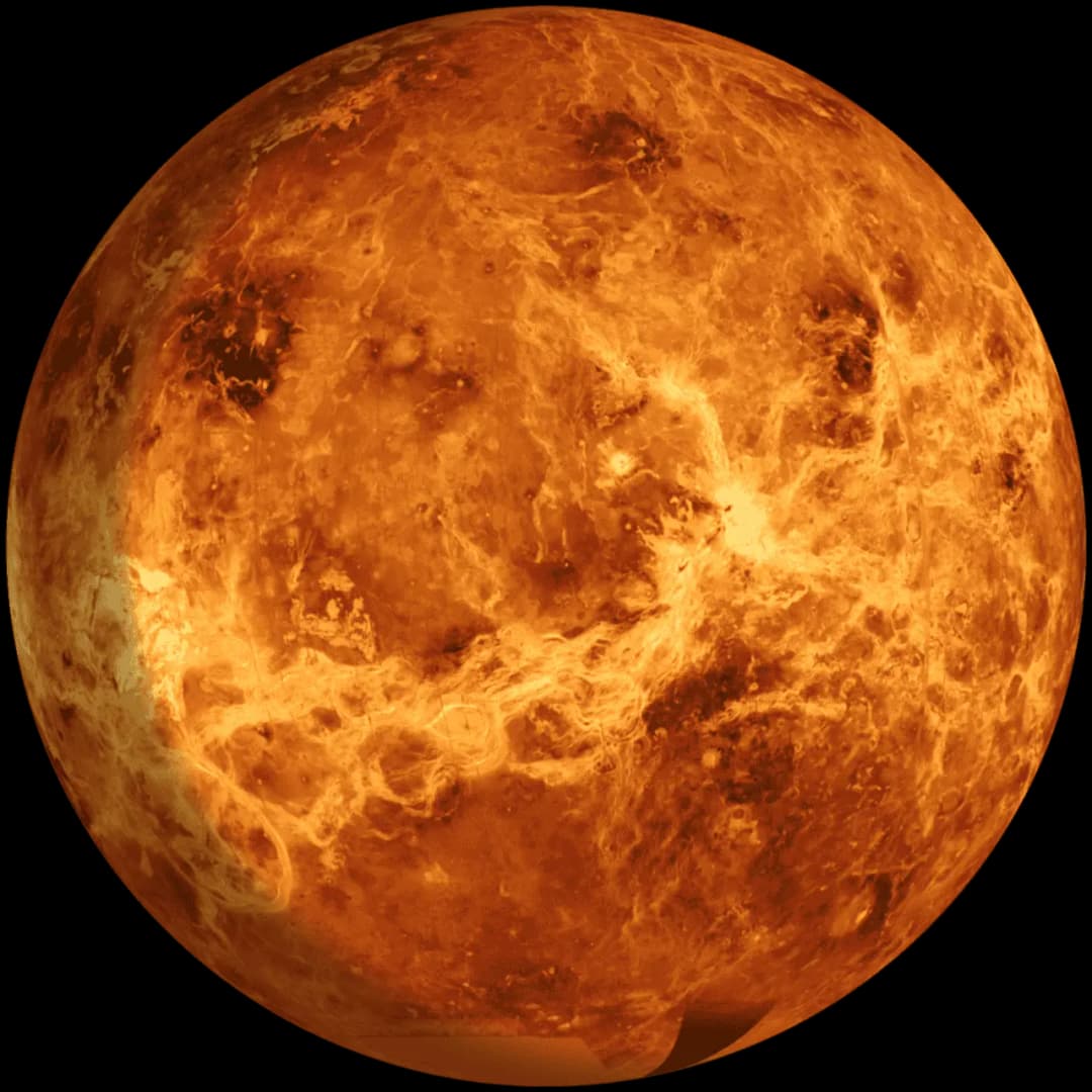 Venus planet covered in thick clouds